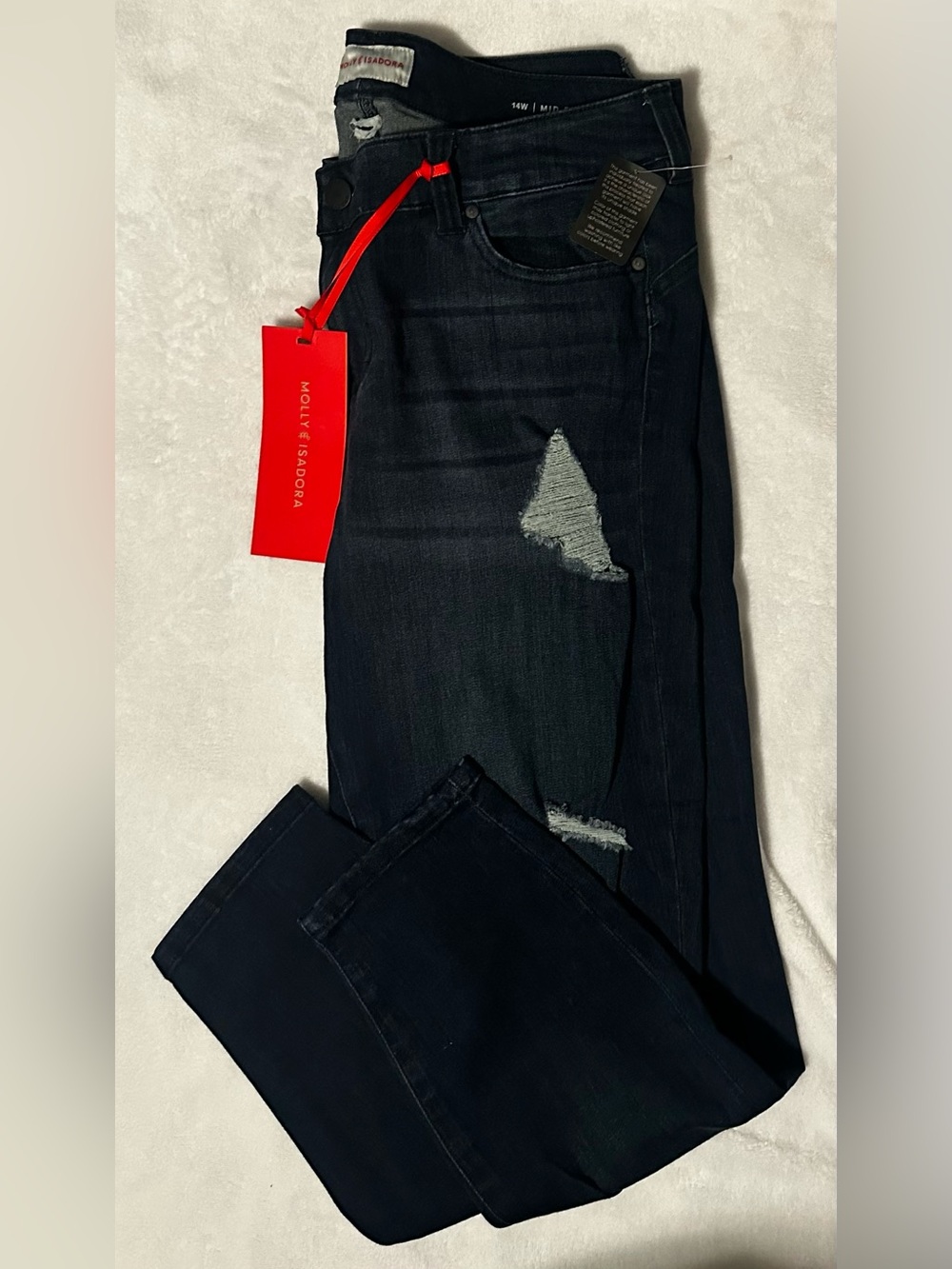 14w NWT Molly & Isadora Dark Wash Distressed Skinny Jeans